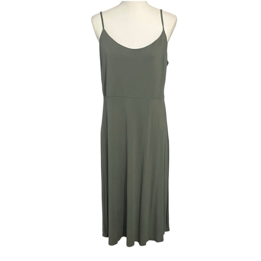 LOFT sage green dress with smocked back size 16P EUC